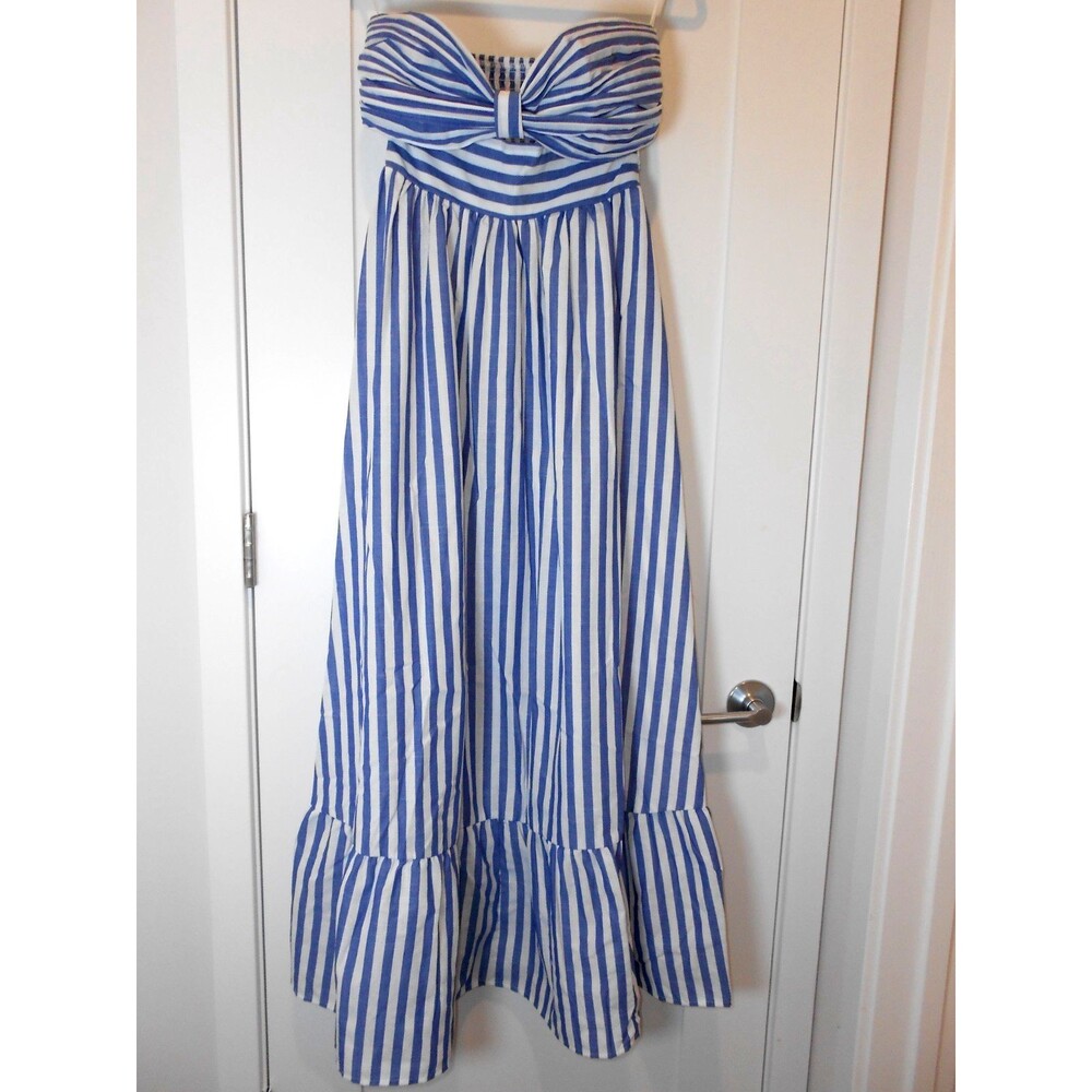 NWT Shein Vcay Stripes White Blue Dress Stripes Summer Resort Size XS / 2